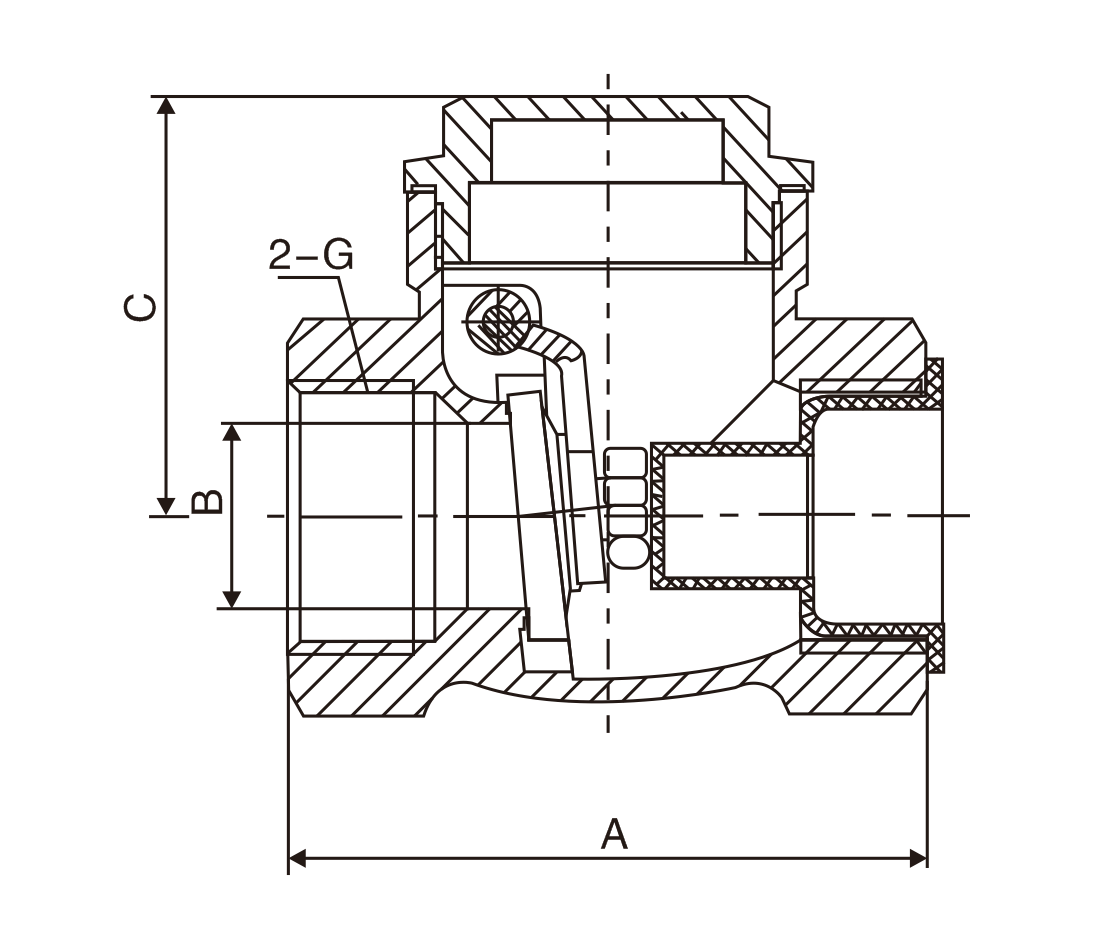 黃銅卧(wo)式止回(huí)閥(圖1)